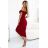 564-8 CALLIE Off-Shoulder Midikleid mit Ausschnitt - Burgund XS/S/M Wein