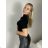 Langärmliger Pelzpullover für Damen (S/M/L ONE SIZE) ITALIAN FASHION IMWCH25116 S / M / L schwarz