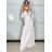 Elegantes, langes, ärmelloses Partykleid für Damen (Einheitsgröße S/M) ITALIAN FASHION IMM26XF-A333-S/DU L / XL weiß
