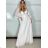 Elegantes, langes, ärmelloses Partykleid für Damen (Einheitsgröße S/M) ITALIAN FASHION IMM26XF-A333-S/DU L / XL weiß