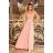 215-4 LEA langes ärmelloses Kleid mit gesticktem Ausschnitt - Pastellrosa NMC-215-4 M Rose alte Rose