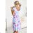 425-14 MATILDE Ausgestelltes Midikleid mit Wickelausschnitt und kurzen Ärmeln – blau mit rosa Blüten
