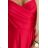 646-3 Langes Abendkleid mit Trägern und Beinschlitz - rot
