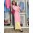 Langes Chiffon-Kurzarmkleid für Damen (S/M ONE SIZE) ITALIAN FASHION IMWGS231048