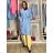 Langes Chiffon-Kurzarmkleid für Damen (S/M ONE SIZE) ITALIAN FASHION IMWGS231048 S / M / L hellblau