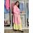 Langes Chiffon-Kurzarmkleid für Damen (S/M ONE SIZE) ITALIAN FASHION IMWGS231048 S / M / L hellblau