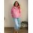 Übergroßer gestrickter Langarmpullover für Damen (S/M EINHEITSGRÖSSE) ITALIAN FASHION IMSN2416125 44/46/48 růžová světlá