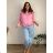 Übergroßer gestrickter Langarmpullover für Damen (S/M EINHEITSGRÖSSE) ITALIAN FASHION IMSN2416125 44/46/48 růžová světlá