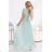 635-8 MELANIA Langes, schimmerndes Kleid mit Ausschnitt und kurzen Ärmeln - Pistazie