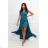 Langes glitzerndes Partykleid, kurze Ärmel, Damen (34-44) POLISH FASHION PMLMC24DIVA4 38 modrá petrolejová