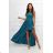Langes glitzerndes Partykleid, kurze Ärmel, Damen (34-44) POLISH FASHION PMLMC24DIVA4 38 modrá petrolejová