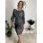 Kleid übergroße Kurzarm Damen (UNI S-L) ITALIAN FASHION IMD20187 Silber S / M / L