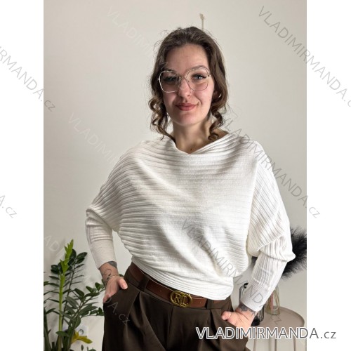Leicht gestrickter Langarmpullover für Damen (L/XL EINHEITSGRÖSSE) ITALIAN FASHION IM723GALA