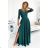 309-5 AMBER elegantes langes Spitzenkleid mit Ausschnitt - grün