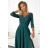 309-5 AMBER elegantes langes Spitzenkleid mit Ausschnitt - grün