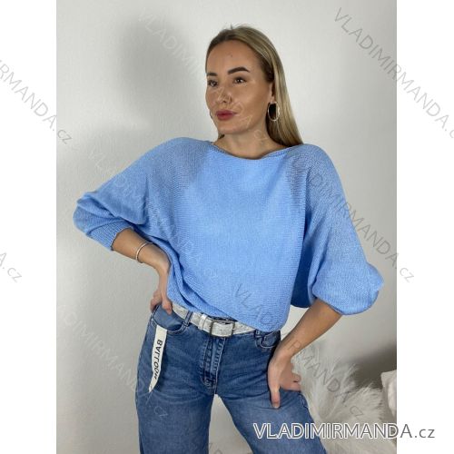 Sommerkleid oval Kurzarm Damen Übergröße (50/52/54 Einheitsgröße) ITALIAN FASHION IM425011 M/L/XL blau