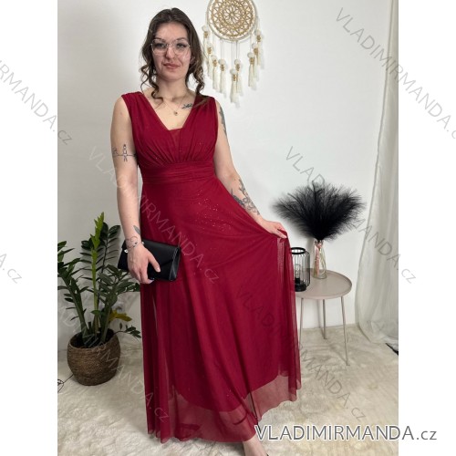 Sommerkleid Carmen aus Musselin für Damen (Einheitsgröße S/M) ITALIAN FASHION IMWE231506 dunkelrot S / M / L