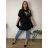 Tunika Kurzarm Damen (Uni L / XXL) TURKISH FASHION TM920035 54/56/58 schwarz