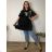 Tunika Kurzarm Damen (Uni L / XXL) TURKISH FASHION TM920035 54/56/58 schwarz