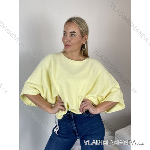 Sommerkleid oval Kurzarm Damen Übergröße (50/52/54 Einheitsgröße) ITALIAN FASHION IM425011 S / M / L žlutá