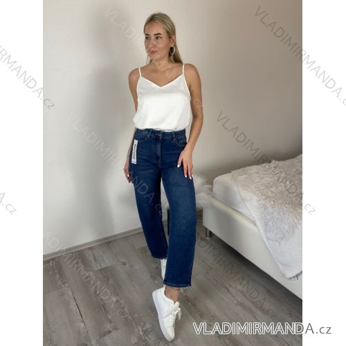 Lange Damenjeans mit Gürtel (XS-XL) MOG25096R XL dunkelblau
