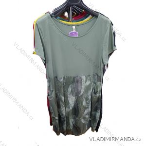 Kurzes Sommerkleid mit Taschen, kurzen Ärmeln, Damengröße Oversize (42/44/46, Einheitsgröße), italienische Mode, IMSM26088