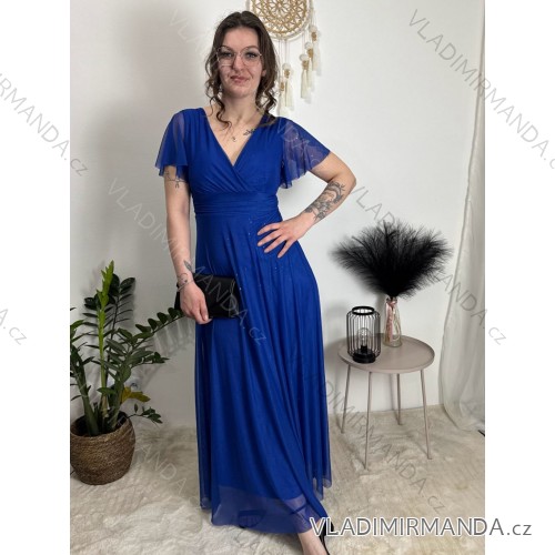 Sommerkleid Carmen aus Musselin für Damen (Einheitsgröße S/M) ITALIAN FASHION IMWE231506 Königsblau XS/S/M