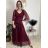Kurzärmliges Sommer-Freizeitkleid für Damen (S/M/L EINHEITSGRÖSSE) ITALIAN FASHION IMWGB25022 Wein S / M / L