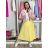 Langes Chiffon-Kurzarmkleid für Damen (S/M ONE SIZE) ITALIAN FASHION IMWGS231048 S / M / L růžová světlá