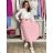 Langes Chiffon-Kurzarmkleid für Damen (S/M ONE SIZE) ITALIAN FASHION IMWGS231048 S / M / L pink