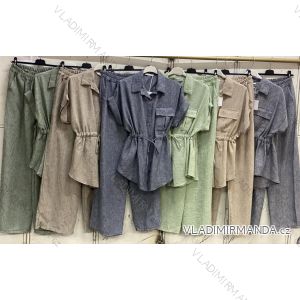 Sommerbluse mit kurzen Ärmeln und Oversize-Hose für Damen (50/52/54, Einheitsgröße) – Italienische Mode IMC26096