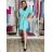 Damen-Hemdkleid mit 3/4-Ärmeln und kurzen Ärmeln (Einheitsgröße S/M/L/XL) ITALIAN FASHION IMC23025/DU Grün