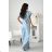 Damen Plus Size (42-46) langes elegantes ärmelloses Partykleid POLISH FASHION PMLBC23265-10 hellblau 44