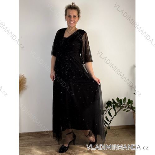Langes trägerloses Pailletten-Partykleid für Damen (Einheitsgröße S/M) ITALIAN FASHION IMPSH233348 44/46/48 schwarz