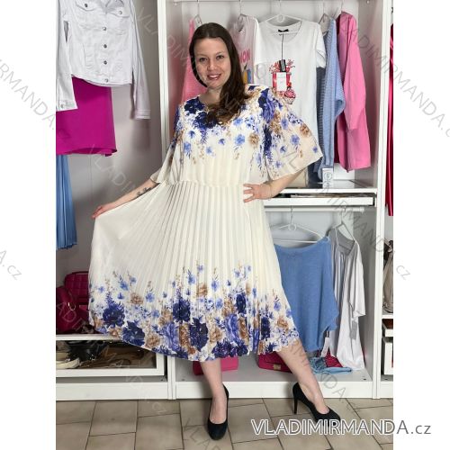 Langes Chiffon-Kurzarmkleid für Damen (S/M ONE SIZE) ITALIAN FASHION IMWGM23456  blau