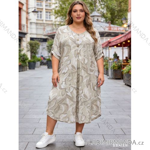 Sommerkleid oval Kurzarm Damen Übergröße (50/52/54 Einheitsgröße) ITALIAN FASHION IM425011