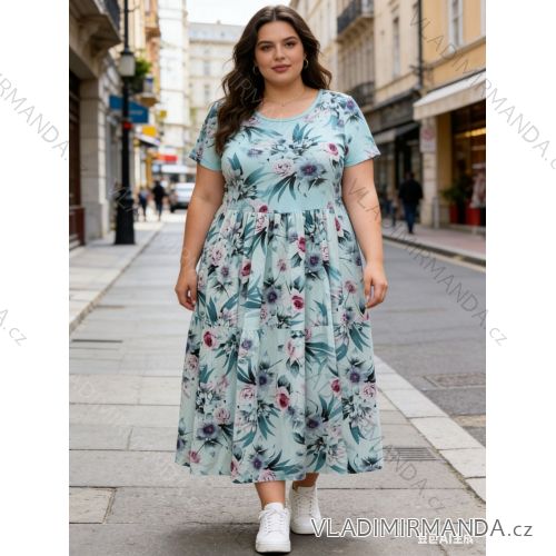 Sommerkleid oval Kurzarm Damen Übergröße (50/52/54 Einheitsgröße) ITALIAN FASHION IM425011
