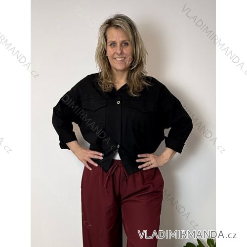 Ärmellose Jacke mit langen Ärmeln (uni sl) ITALIENISCHE Mode IMC17326  schwarz