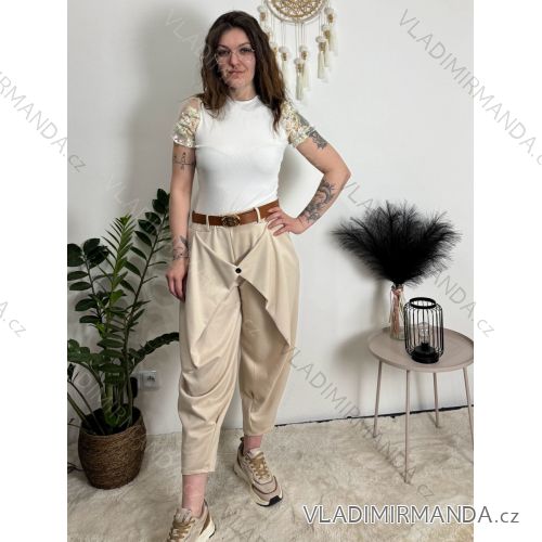 Elegante, lange Jogginghose für Damen (Einheitsgröße S/M/L) ITALIAN FASHION IMD23634 beige M/L/XL