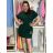 Kleid klassische Kurzarm Mode Batik Frauen (UNI SM) ITALIENISCHE MODE IMD20BATVOG  dunkler Smaragd
