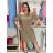 Kurzarm-Sommerkleid für Damen (Einheitsgröße S/M/L) ITALIENISCHE MODE IMC26006  dunkelbeige