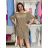 Kurzarm-Sommerkleid für Damen (Einheitsgröße S/M/L) ITALIENISCHE MODE IMC26006  dunkelbeige