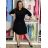 Damen 3/4 Langarm-Hemdkleid (S/M/L Einheitsgröße) ITALIAN FASHION IMD25030/DUR S / M / L schwarz