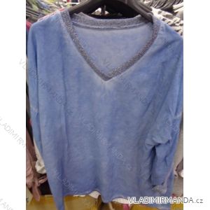 T-Shirt Tunika Langarm Frauen übergroß (uni xl-3xl) ITALIENISCHE Mode IMC17220
