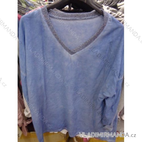 T-Shirt Tunika Langarm Frauen übergroß (uni xl-3xl) ITALIENISCHE Mode IMC17220
