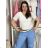 Kurzes Sommerkleid Kurzarm Damen übergroß (40/42/44 Einheitsgröße) ITALIAN FASHION IMD25022 S / M / L weiß