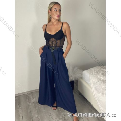 Lange Damenhose mit Gürtel (Einheitsgröße S/M) ITALIAN FASHION IMPDY24MDUE24047 S / M / L dunkelblau