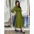 Langes ärmelloses Sommerkleid für Damen (Einheitsgröße S/M) ITALIAN FASHION IMPDY22LS16208 S / M / L grünes Khaki