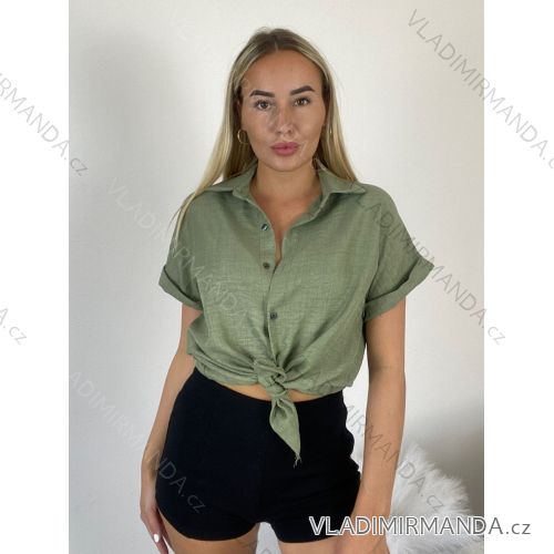 Klassisches 3/4 Langarmshirt für Damen, Übergröße (50/52/54 ONE SIZE) ITALIAN FASHION IMWDL252349 S / M / L grünes Khaki