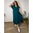 Sommerkleid oval Kurzarm Damen Übergröße (50/52/54 Einheitsgröße) ITALIAN FASHION IM425011  dunkler Smaragd